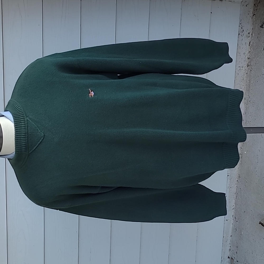 WILLIS & GEIGER Dark Green Bird Cotton Mens Large Hunting Crewneck Sweater VTG